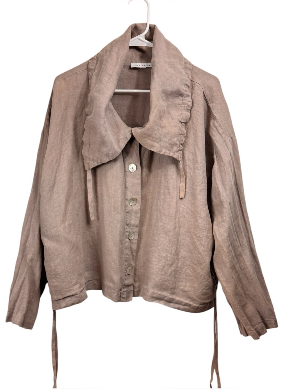 Bryn Walker Size Large Irene Gray Linen Oversized Jacket Lagenlook Neutral